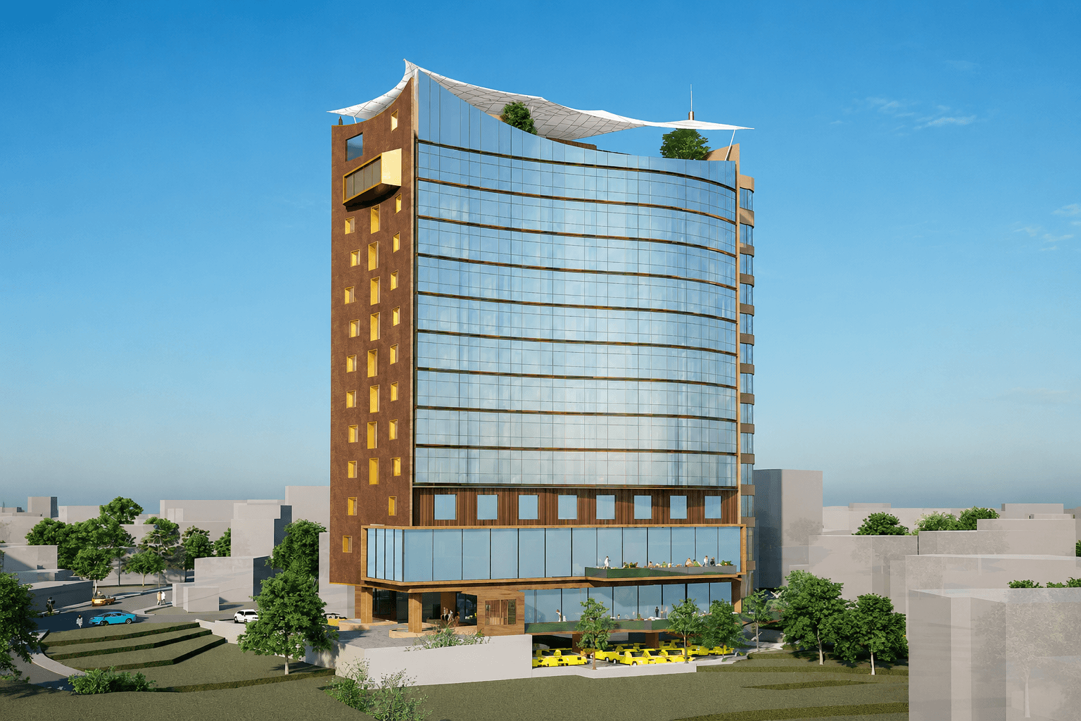 Architectural rendering of Shangrila Hotel in Kathmandu